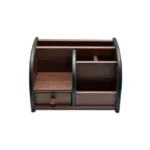 Multipurpose Wooden Desk Organizer Pen Stand with Mobile Holder & Business Card Holder | Premium Office Table Organizer